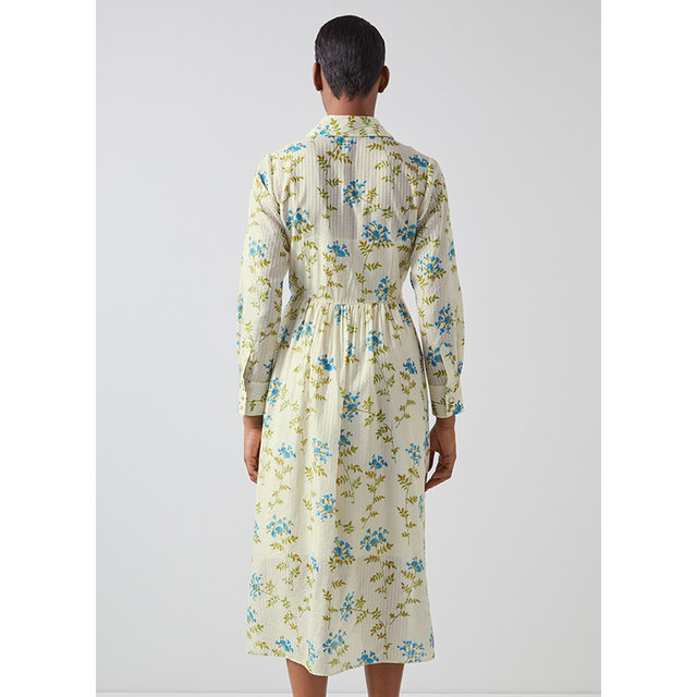 lkbennett fairy-style printed silk dress for women, spring and autumn long sleeve waist-hugging shirt skirt long (two wears)