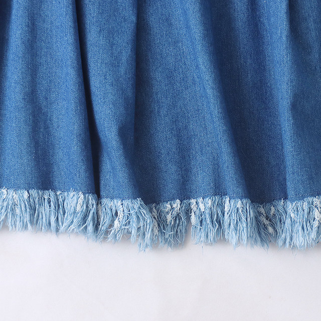 Denim skirt Spring and Autumn New Foreign Trade Women's Fashion Age-reducing Natural Waist Zipper Furted Tassel Skirt 30093
