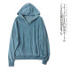 Gold velvet cardigan jacket Spring and autumn new foreign trade women's hooded collar zipper long sleeve solid color casual sweatshirt 30431
