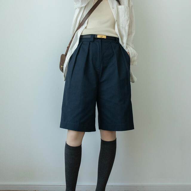 White new product spring and summer loose work pinch pants Japanese cotton literary casual Bermuda shorts for women
