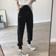 Large size smiley face embroidered loose sports trousers for women in autumn and winter new style 200Jin [Jin equals 0.5 kg] slimming legs Harun casual trousers
