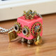 
Steampunk robot necklace bag key pendant ornament wooden handmade cute cartoon couple small gift