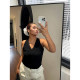 Brother Nan's slightly fat design black shirt for women with large size stretch slim fit fat mm vest suspender vest top