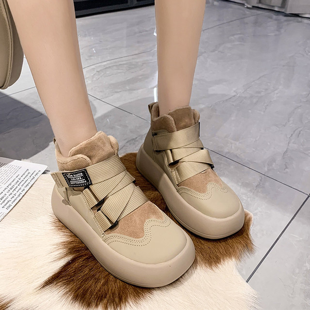 Women's thick-soled shoes, popular 2025 new women's plus velvet women's shoes, sports and leisure dad Forrest shoes, trendy sneakers