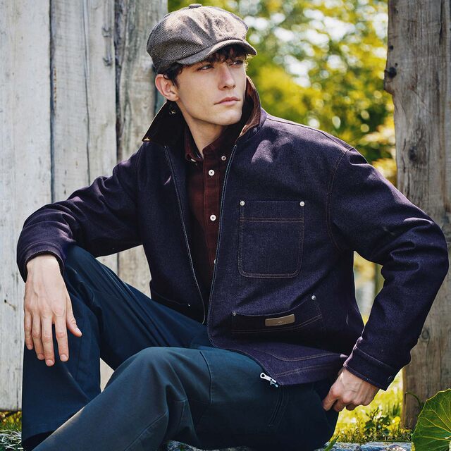 Navigare Italian small sailboat Bath style denim jacket autumn and winter new lapel cotton jacket thermal jacket