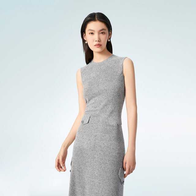 OVV spring and summer hot selling women's clothing simple and atmospheric stretch H-shaped classic round neck casual sleeveless dress