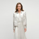 
OVV2025 spring and summer new women's clothing light men satin acetic acid small lapel casual commuter straight jacket