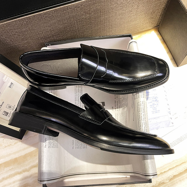 CW high-end penny loafers men's shoes genuine leather British bright ...