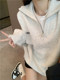 Niche design high-end semi-zipper lazy style sweater for women in autumn and winter loose retro soft Korean knitted top