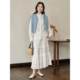 Inman French retro skirt for women 2025 spring new elastic high waist A-line white cake umbrella skirt