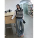 SIXI Sixi Home Autumn Long Island Pier Retro Striped Knitted Vest Women Loose Laminated Silhouette Vest