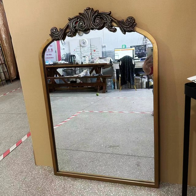 Promotional foreign trade original order American country style iron arched retro decorative wall-mounted mirror 60*92cm