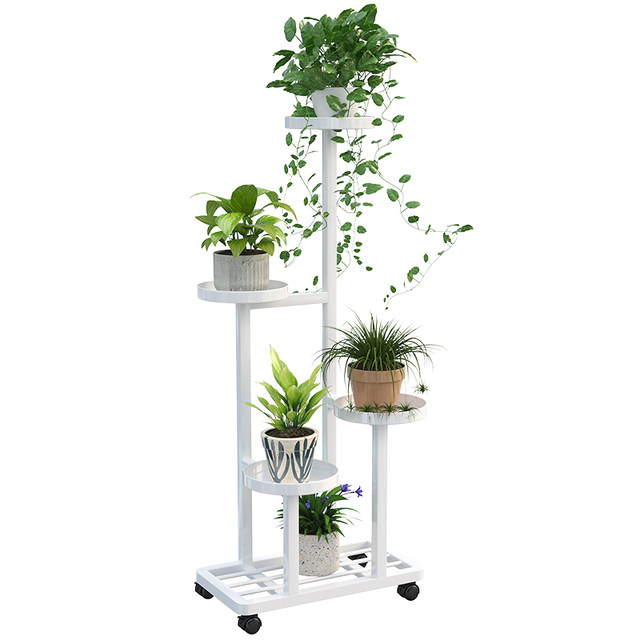 Flower rack living room floor-standing plant succulent flower pot bracket wrought iron multi-layer movable flower rack rack balcony