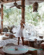Cotton refreshing white dress stand collar hollow deep V flared sleeve shirt beach vacation bikini over shirt