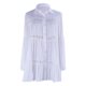 Cotton refreshing white dress stand collar hollow deep V flared sleeve shirt beach vacation bikini over shirt