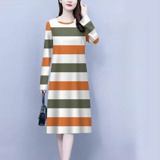Qingcang nighttime women's autumn conventional long -sleeved dress casual large size Middle -aged and elderly ladies pajamas simple home service
