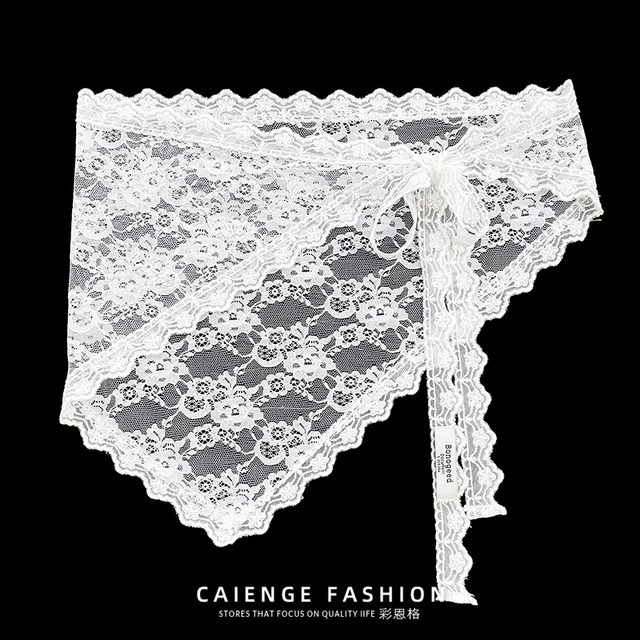 2025 spring and summer new design sweet lace skirt jacquard mesh waist towel layered outdoor triangle ass curtain
