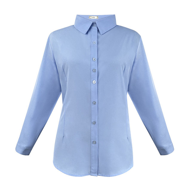 Large size women's long-sleeved professional suit white shirt for women 200 Jin [Jin equals 0.5 kg] Fat mm business formal wear work shirt
