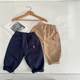 2025 spring new children's pants for boys and girls solid color embroidered carrot pants baby elastic waist trendy casual pants