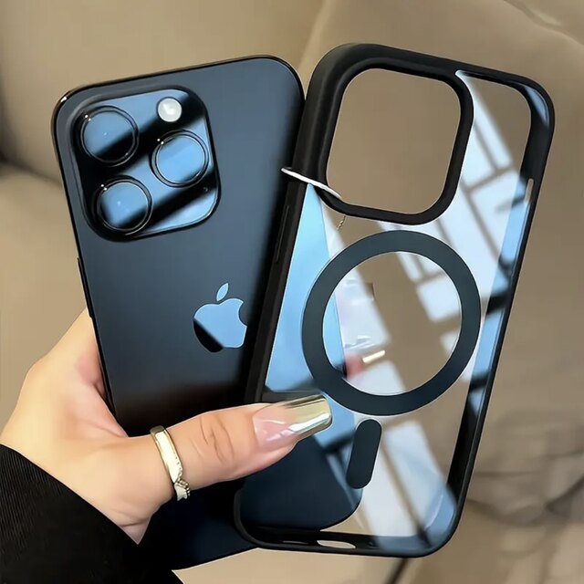 Non-yellow transparent magnetic suction suitable for Apple 15promax mobile phone case 16/iPhone13pro new 17 ultra-thin matte black edge 14plus anti-fall 11 high-end sense 12 silicone protective hard shell
