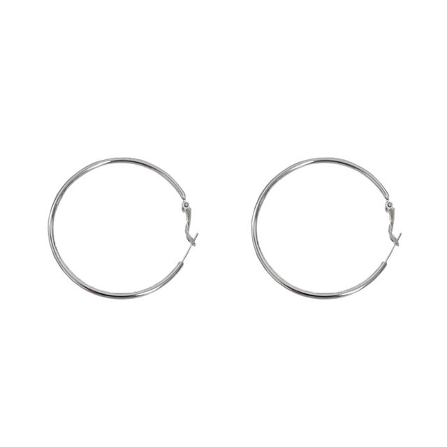 Silver-colored earrings for women exaggerated large earrings 2025 new hot high-end sensation circle earrings earrings ear clips