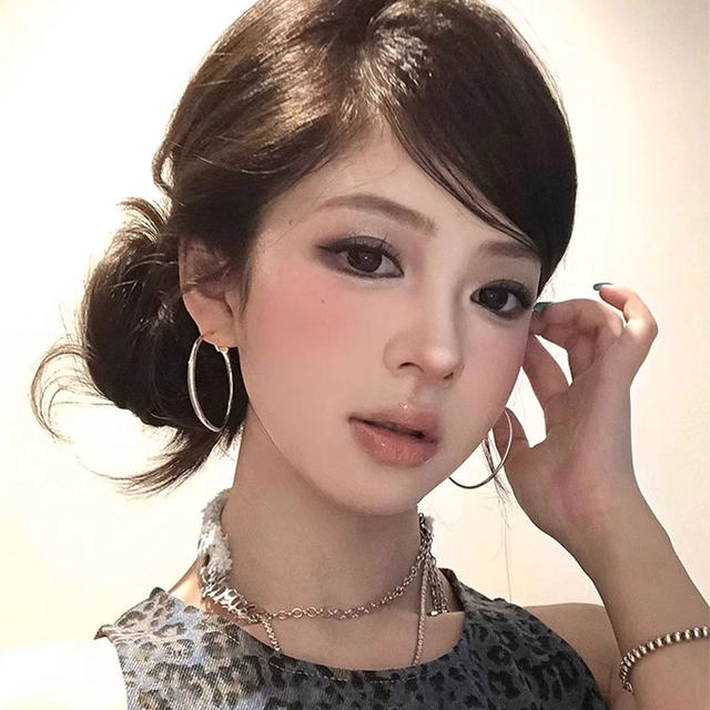 Silver-colored earrings for women exaggerated large earrings 2025 new hot high-end sensation circle earrings earrings ear clips