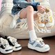 Tianmeiyi Paozi thick-soled big-toe shoes ugly cute shoes sports shoes women's breathable small white canvas shoes semi-slippers