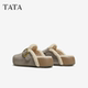 
TATA Women's Shoes 2025 New Velvet Birkenstocks Thick-Soled Casual Shoes Outerwear Cotton Slippers 4UL02DH5