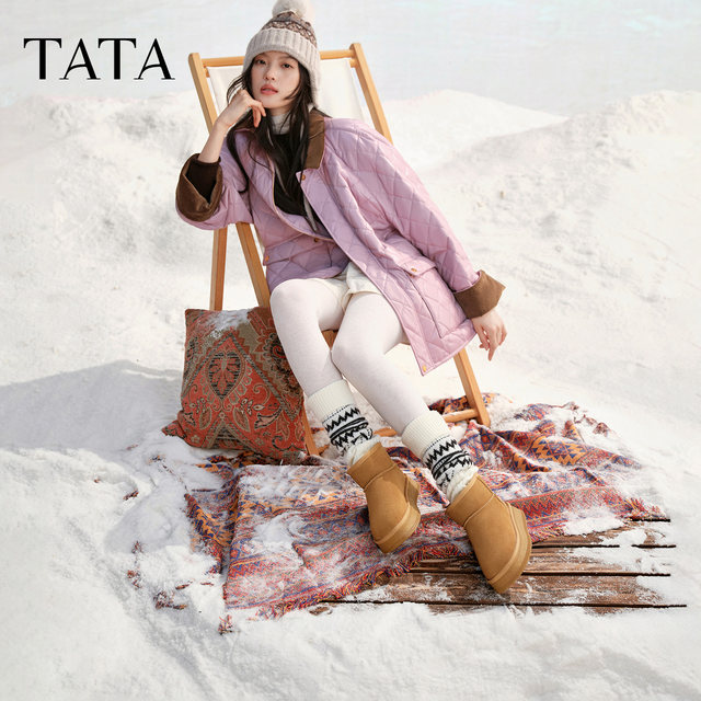 
TATA Heshe Snow Boots 2025 New Winter Shoes Plus Fleece Thickened Cotton Shoes Thick Sole Warm Shoes CWX01DD5