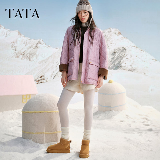
TATA Heshe Snow Boots 2025 New Winter Shoes Plus Fleece Thickened Cotton Shoes Thick Sole Warm Shoes CWX01DD5