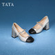 Sweetheart series Tata high heels Mary Jane shoes for women's retro French style genuine leather shoes new style