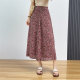 Huiyi Pavilion summer women's high waist skirt imitation silk a-line skirt Korean sweet high waist floral skirt midi skirt
