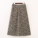 Huiyi Pavilion summer women's high waist skirt imitation silk a-line skirt Korean sweet high waist floral skirt midi skirt
