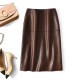 Italian top layer sheepskin skirt front zipper mid-length leather skirt high waist commuter color retro A-line leather skirt
