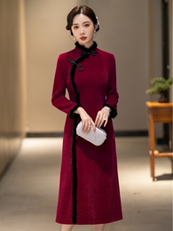 Hei-Ghiva wedding banquet dress cheongsam improvement is not open in autumn and winter 2023 new winter wedding collar long sleeves