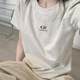 Women's 2025 new hot summer American slim fit slim gray large-size pure cotton top trendy
