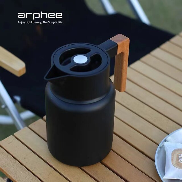Arphee Japanese-style stainless steel thermos coffee pot thermos bottle household thermos bottle large capacity removable lid