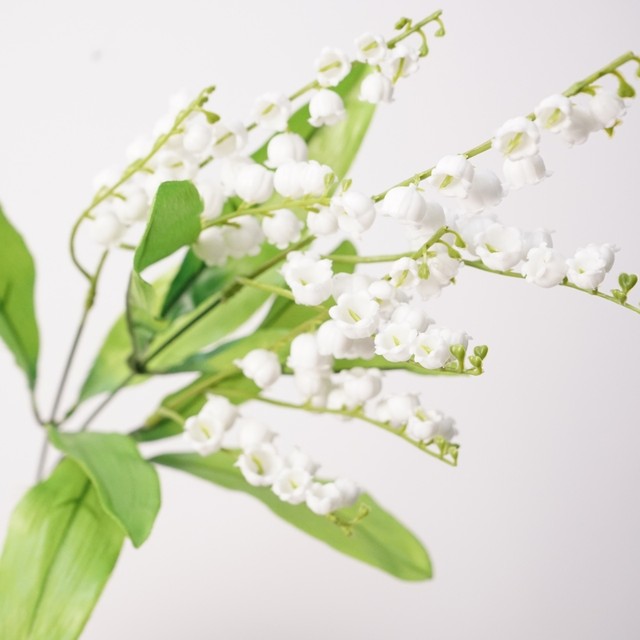 Simulated flower new single-branch lily of the valley home gardening green plant wedding set artificial plastic white bell flower