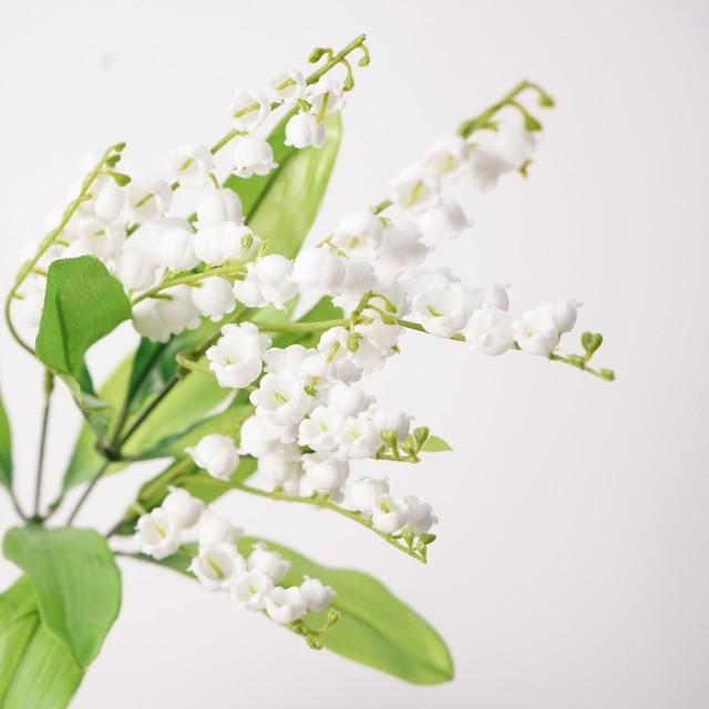 Simulated flower new single-branch lily of the valley home gardening green plant wedding set artificial plastic white bell flower