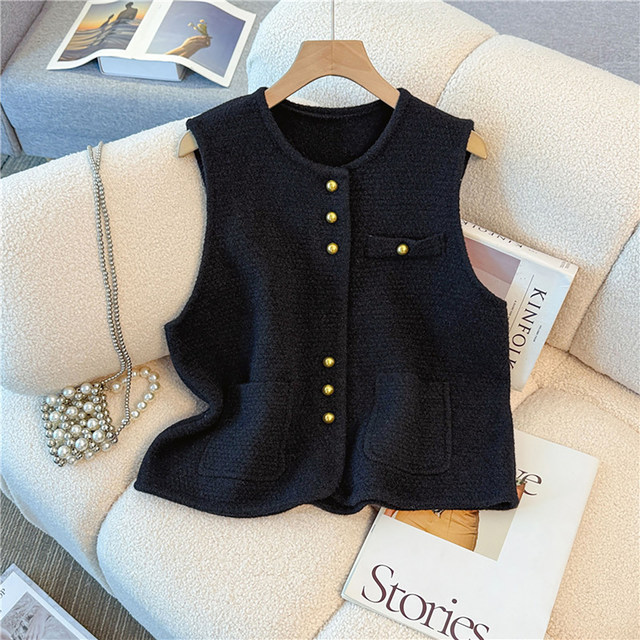 Middle-aged and elderly fat mothers small fragrant style knitted vest three-piece set for middle-aged women's autumn clothing new women's fashion suit women