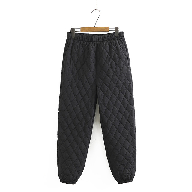 Middle-aged large size lightweight down cotton trousers for women winter elastic waist warm trousers for women bottoming high waist cotton trousers for women