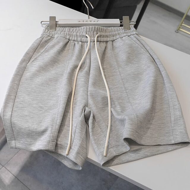 Cloud air layer gray sports shorts for women in summer wide-leg jogging fitness high waist A-line loose casual mid-sized pants