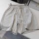 Cloud air layer gray sports shorts for women in summer wide-leg jogging fitness high waist A-line loose casual mid-sized pants