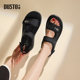Dadong Sports Sandals Women's Shoes 2025 Summer New Flat Sole Mid-Heel Velcro Band Beach Shoes X5063

