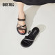 
Dadong Beach Slippers Women's Shoes 2025 Summer New Flat Sole Medium Heel Cover Elegant Iron Diamonds X0250