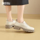 
Dadong Loafer Women's Shoes 2025 Autumn New Thick Heel Medium Heel Lace Round Head Light Plate Simple Q0151