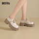 Dadong Loafer Women's Shoes 2025 Autumn New Fashion, Casual Simple Thick Heel High Heel Lace Round Head Q0146