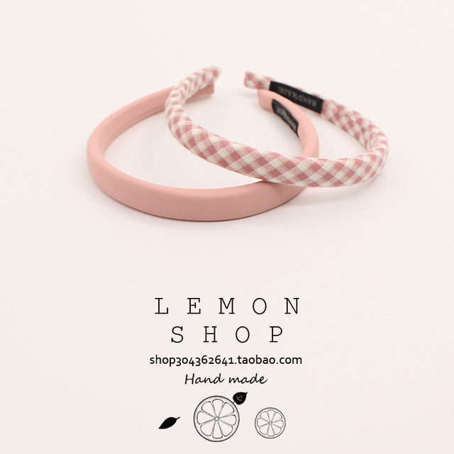 Spring and summer new style hairband plaid headband solid color hairpin retro French internet celebrity ins Korean sweet temperament hair cave