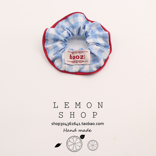 Blue plaid large intestine hair circle Internet celebrity 2025 new fabric headband hair accessories sweet fresh personality temperament women