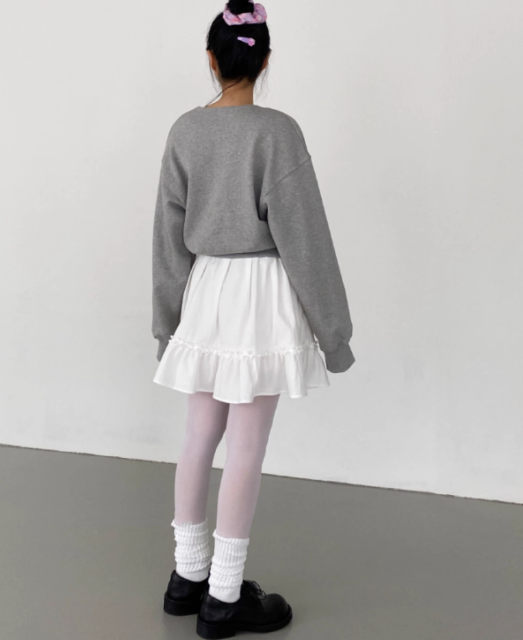 Exclusive type Korean retro sweet lace lace cream white pocket design elastic cake skirt short skirt